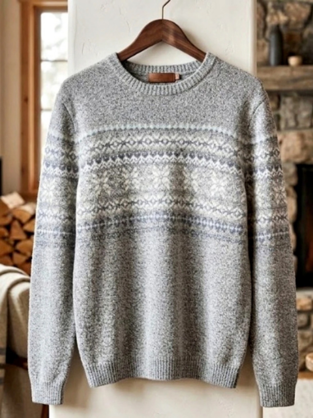 Atmosphere Fair Isle Crewneck Sweater Grey (Circa 2010)  Sz 10 - Classic Cozy